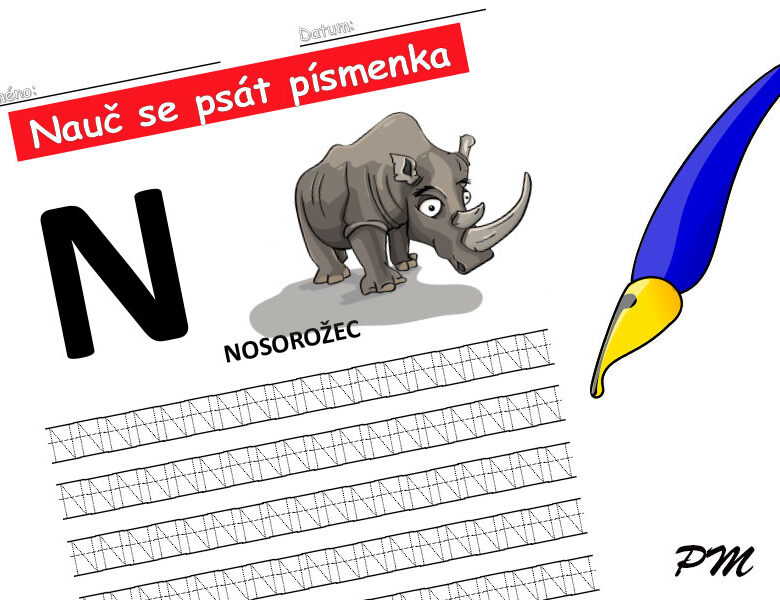 Učíme se psát písmenka – N