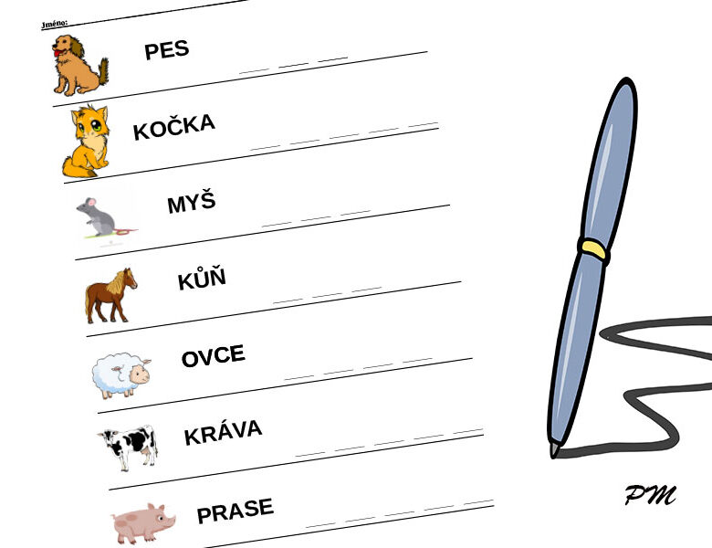 Psaní podle předlohy – zvířátka 1